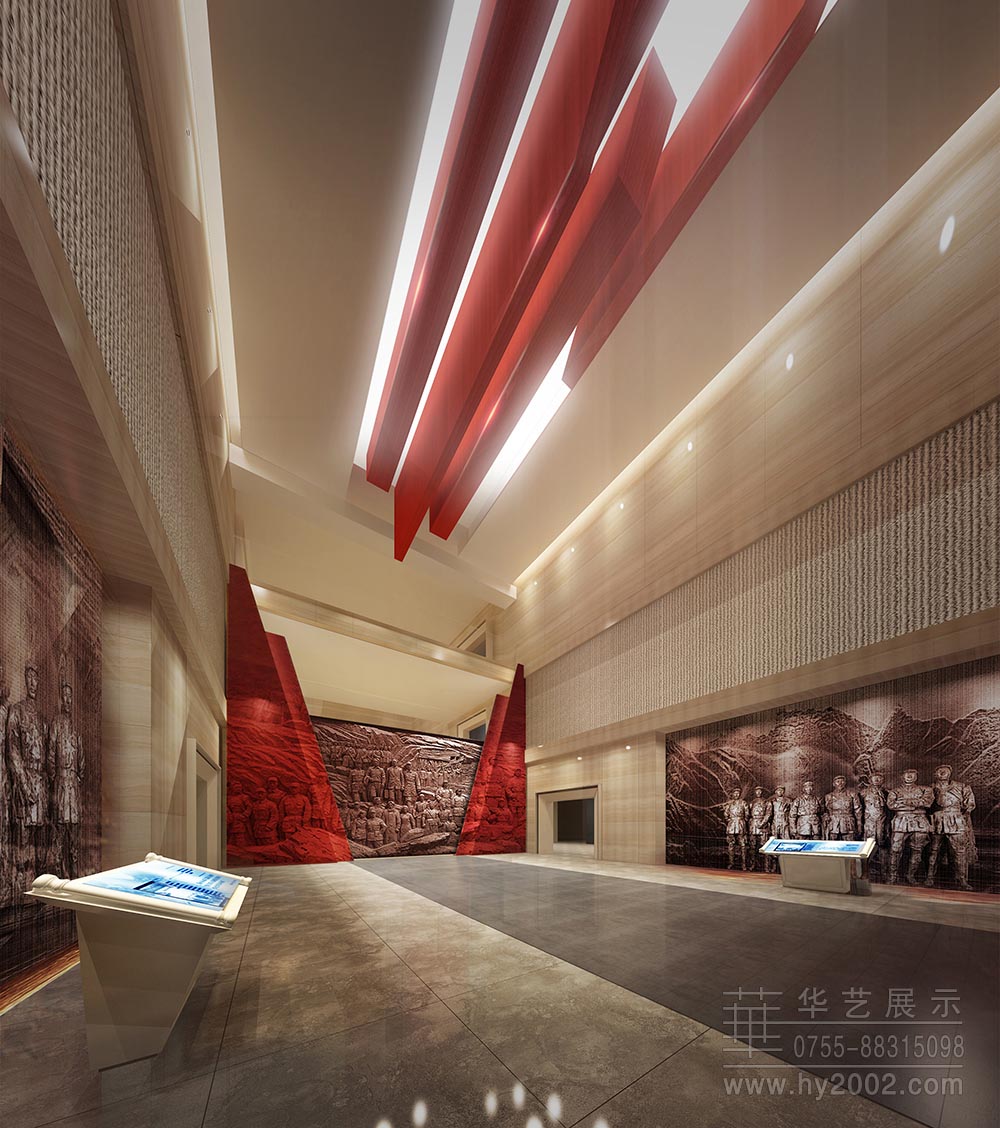大别山革命历史纪念馆序厅效果图,展厅设计