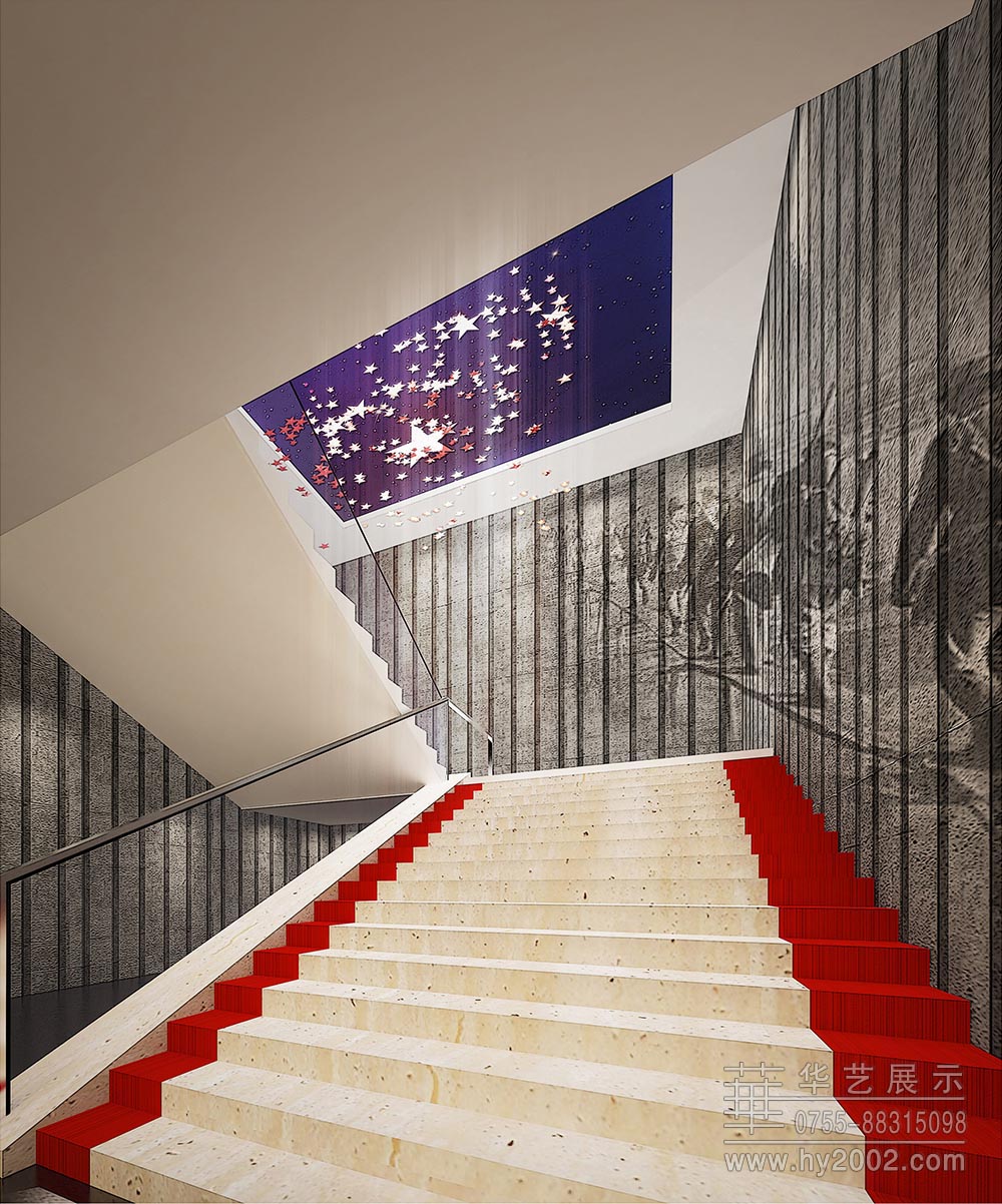 大别山革命历史纪念馆效果图,展厅设计,悬挂星群