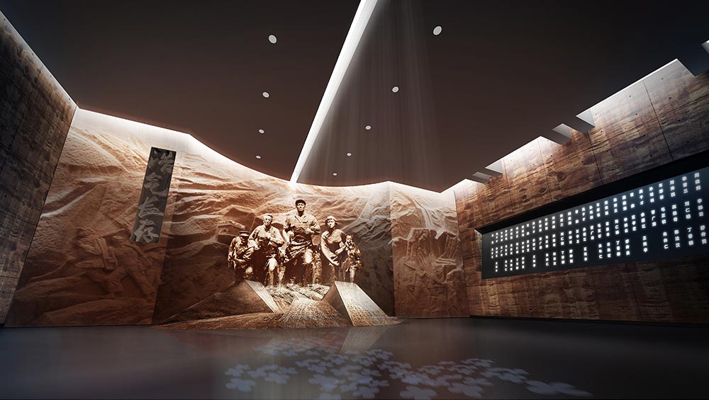 大别山革命历史纪念馆效果图,展厅设计,一组烈士圆雕
