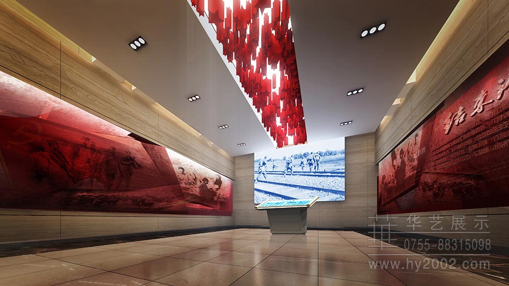 大别山革命历史纪念馆效果图,展厅设计,展厅全景导视台